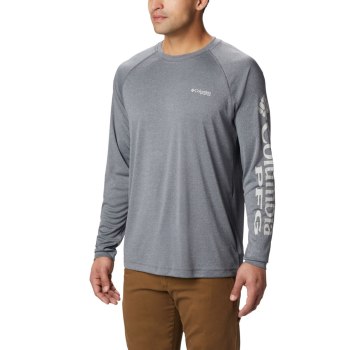 Columbia PFG Terminal Tackle Heather Long Sleeve, Sudaderas Grises Para Hombre | 762914-GCM